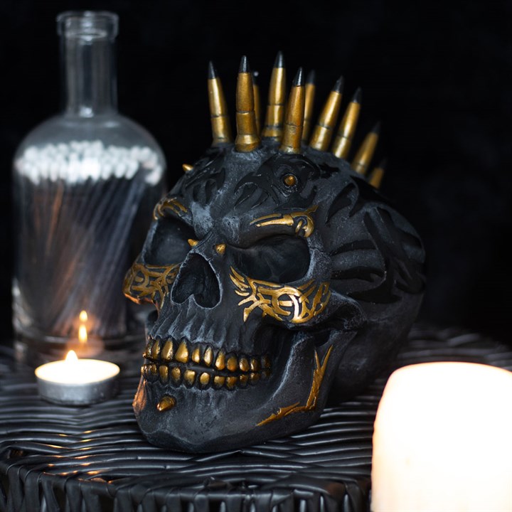 Black Gold Skull Ornament by Spiral Direc